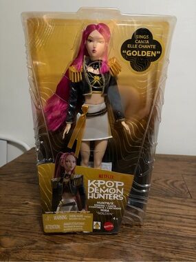 K-pop Demon hunters Huntr/X Mira, singing, doll